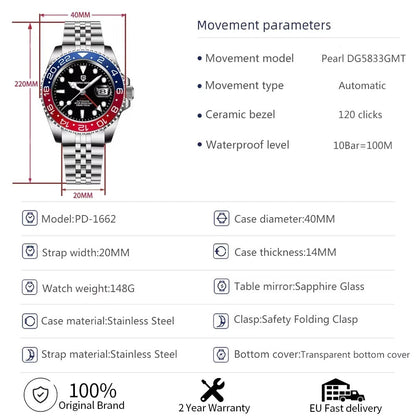 Reloj GMT automático de viaje: diseñado para estilos de vida globales