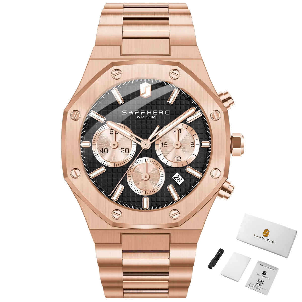 Reloj deportivo cronógrafo automático premium (42 mm, cristal de zafiro)