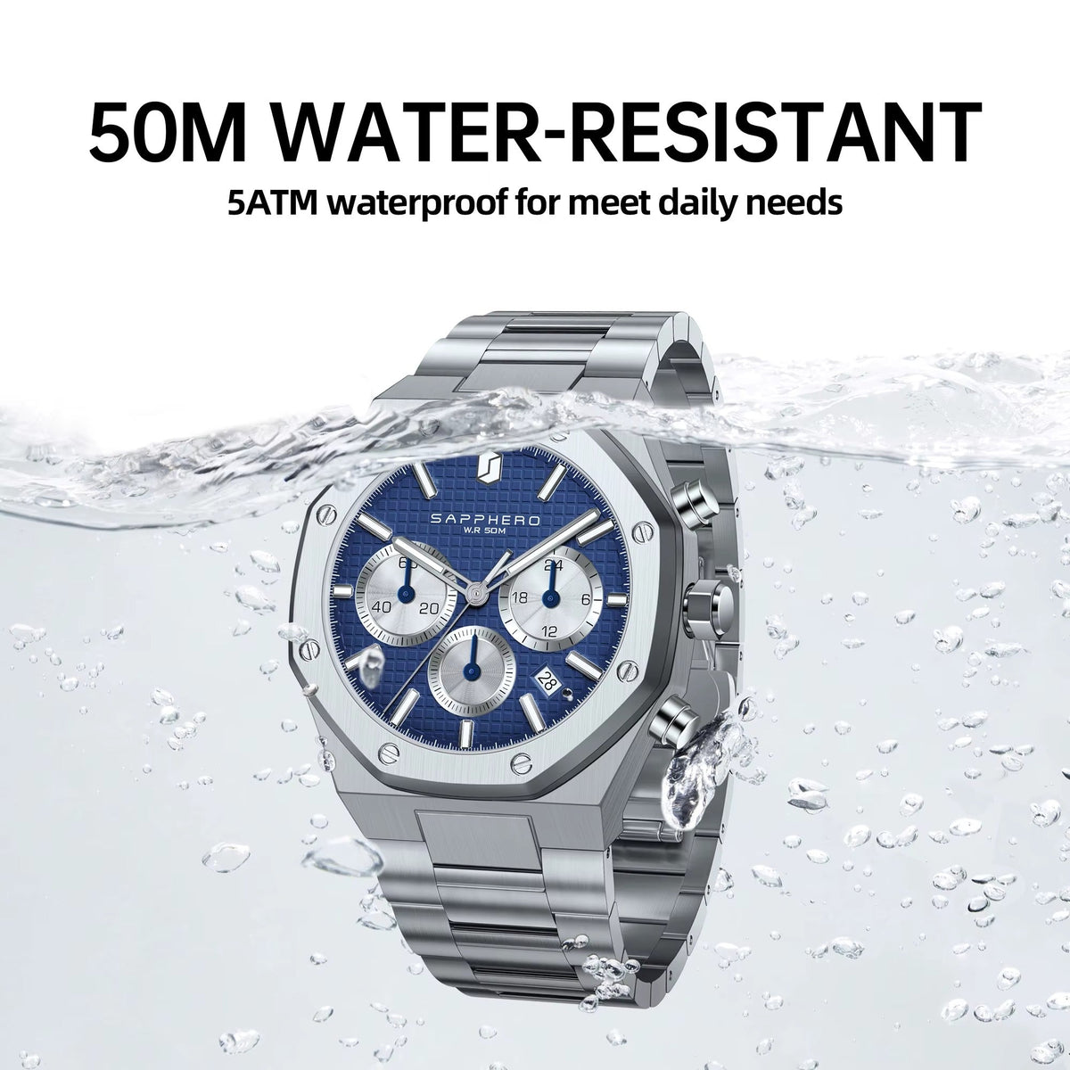 Reloj deportivo cronógrafo automático premium (42 mm, cristal de zafiro)