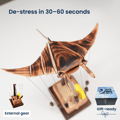 MarinerPoet™ Handcrafted Wooden Manta Ray Automaton