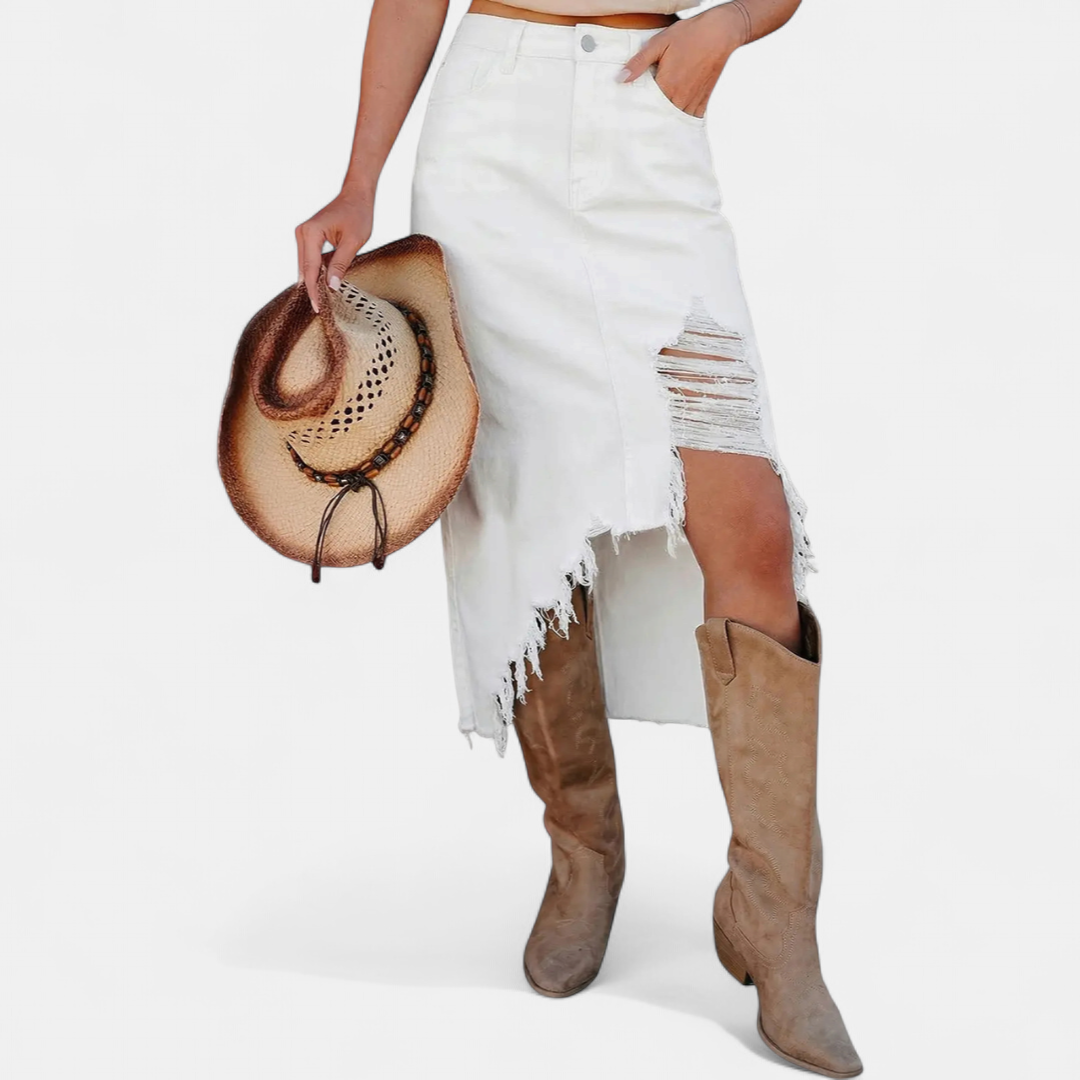 BLAKE™ – Falda Maxi Vaquera de Talle Alto Relaxed
