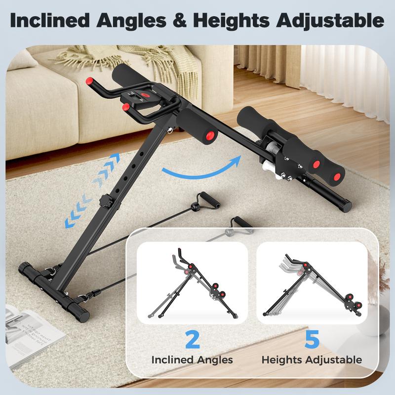 Máquina de entrenamiento abdominal ajustable y plegable Relife Sports con monitor LCD