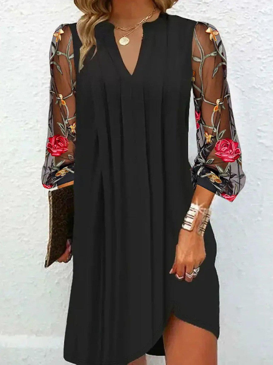 Camille | Vestido elegante con mangas bordadas