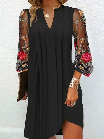 Camille | Vestido elegante con mangas bordadas