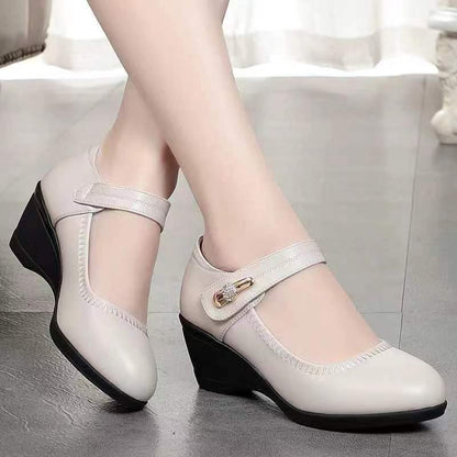 Zapatos de Cuero Suave con Tacón y Suela Antideslizante