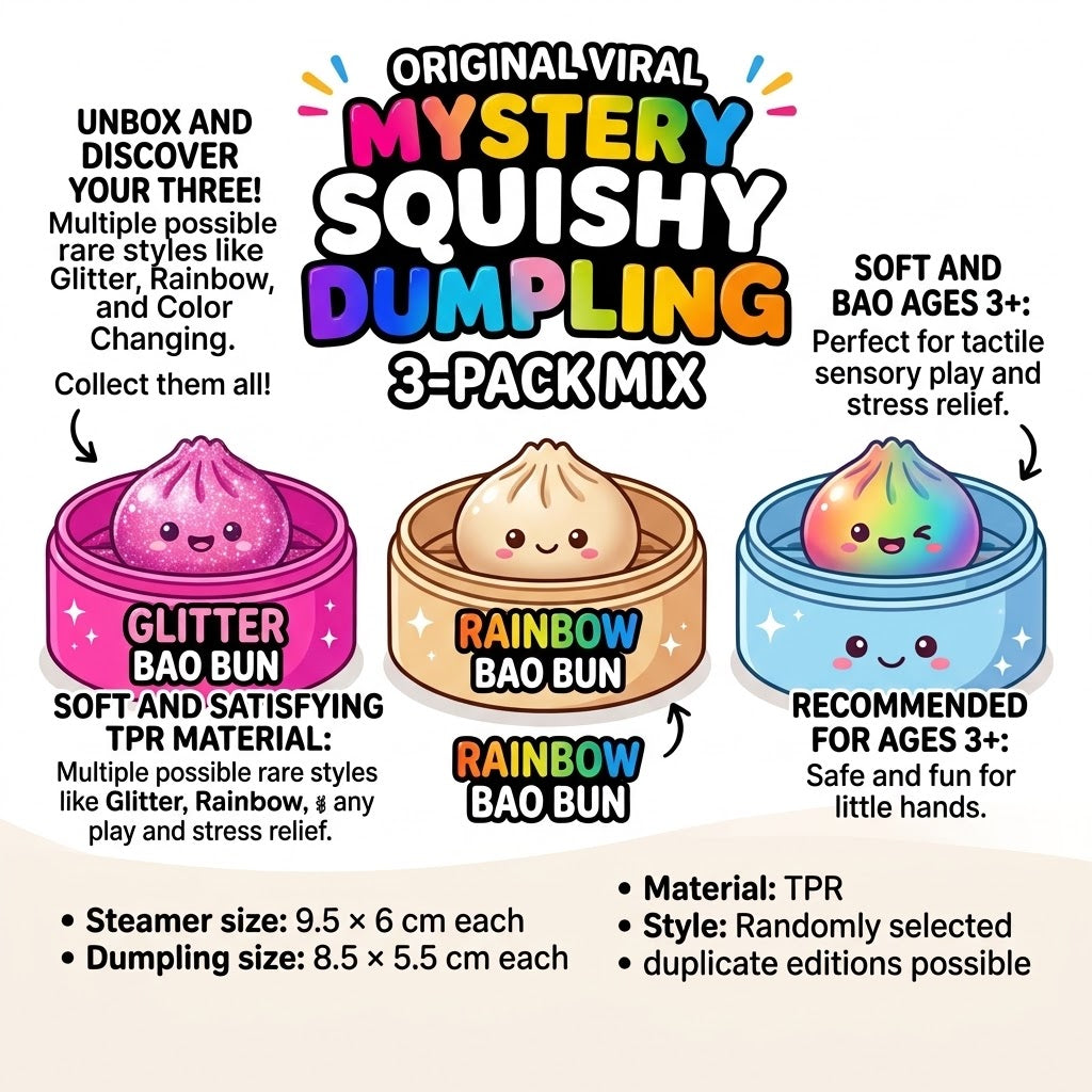 Pelotas antiestrés tipo dumpling Vifinix Mystery (paquete de 3)
