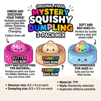 Pelotas antiestrés tipo dumpling Vifinix Mystery (paquete de 3)