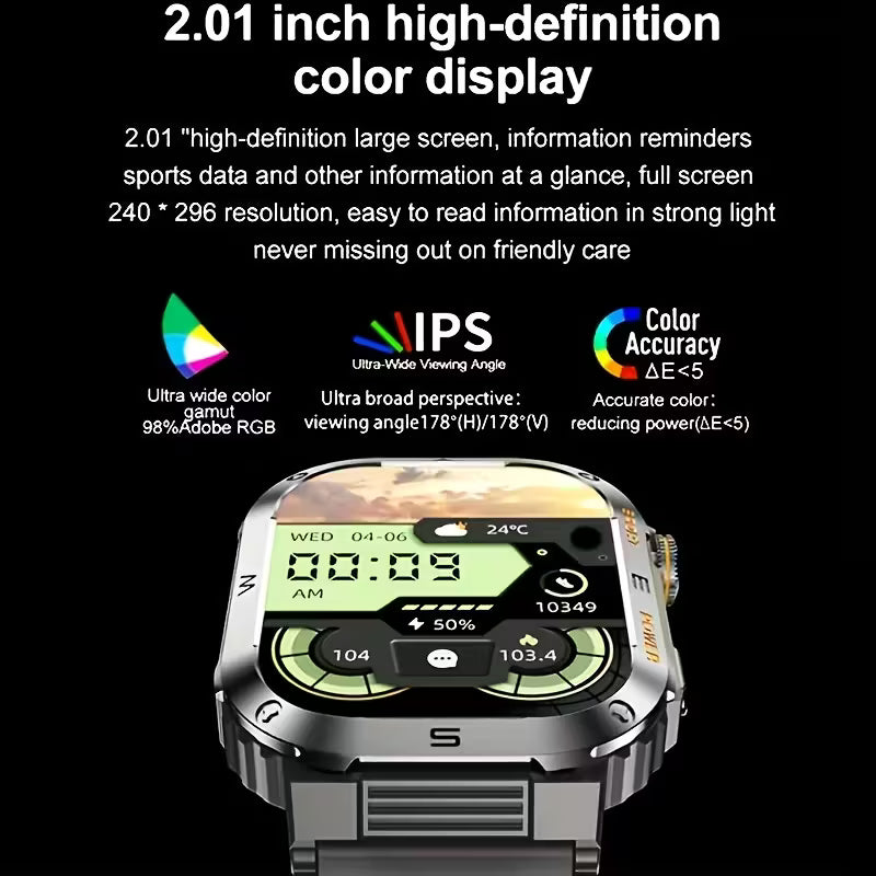 Reloj inteligente resistente TitanTrek: llamadas inalámbricas, fitness al aire libre.