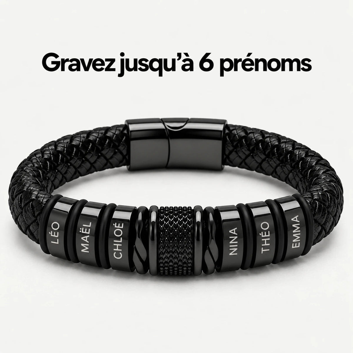 Bracelet homme gravé avec prénoms
