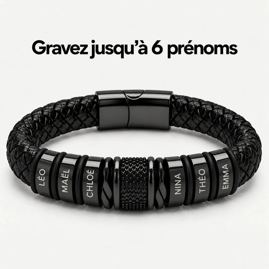 Bracelet homme gravé avec prénoms