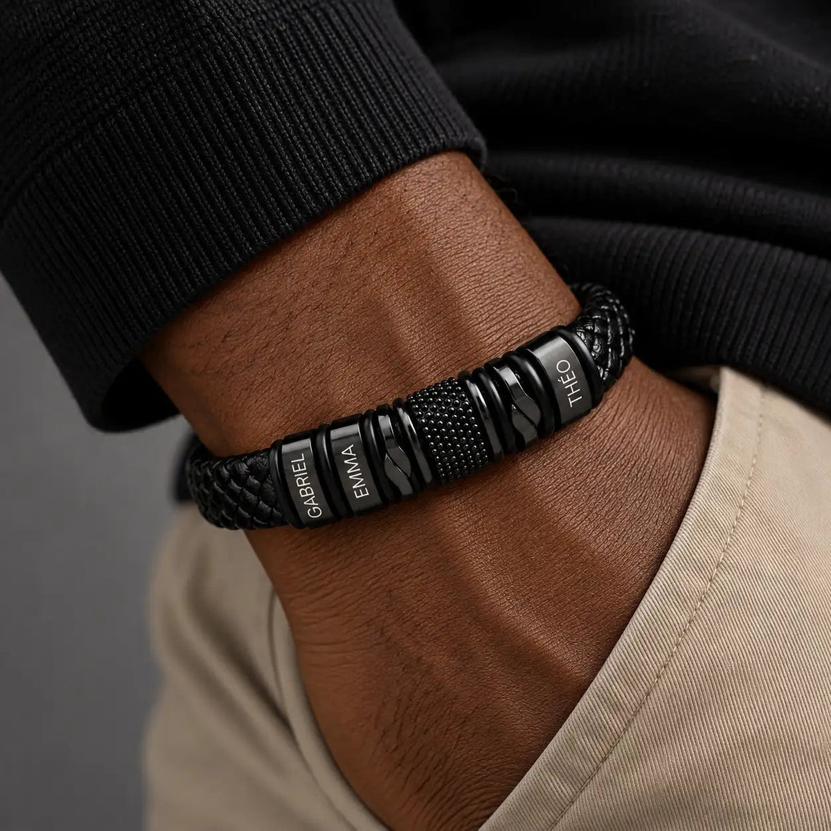 Bracelet homme gravé avec prénoms