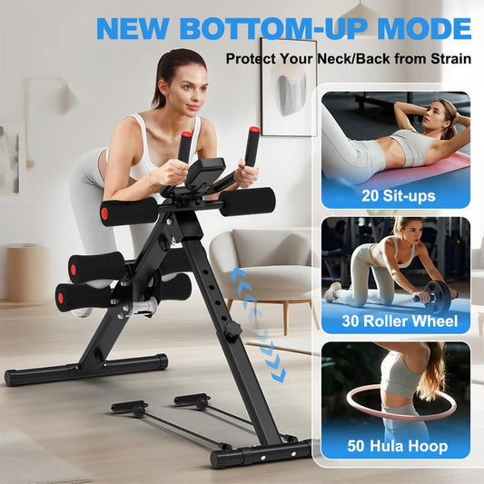 Máquina de entrenamiento abdominal ajustable y plegable Relife Sports con monitor LCD