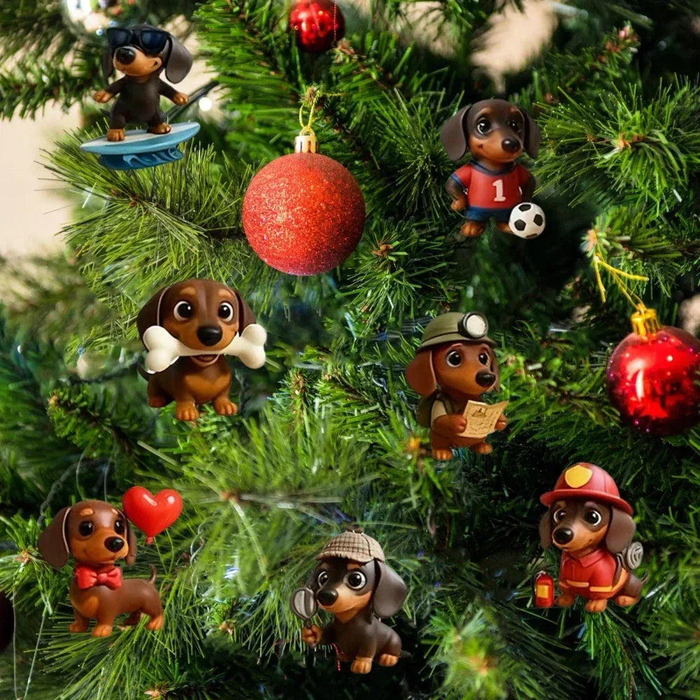 Calendario de Adviento navideño de perros salchicha