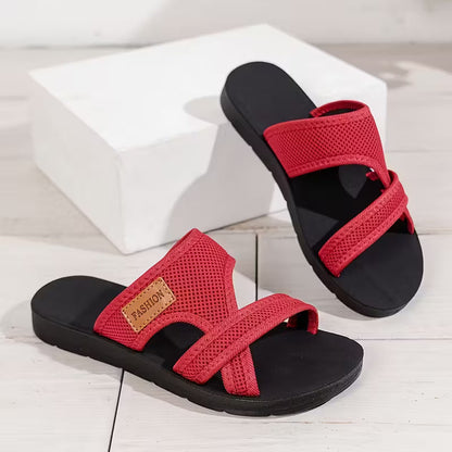 Sandalias Rossie Slide — Sandalias planas de verano para mujer, de malla transpirable con tiras cruzadas