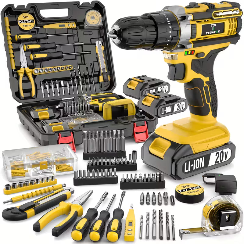 🔧 PowerForge 20V — Taladro inalámbrico y juego de herramientas de 148 piezas