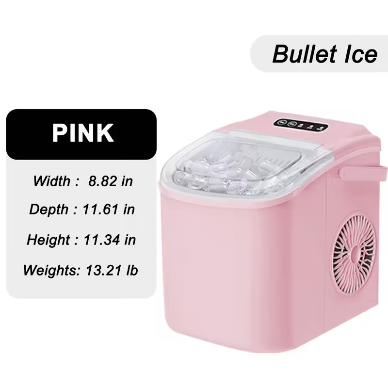 FrostFlow 26 — Máquina de hielo para encimera, 26 lbs/día, portátil con asa + cesta y pala