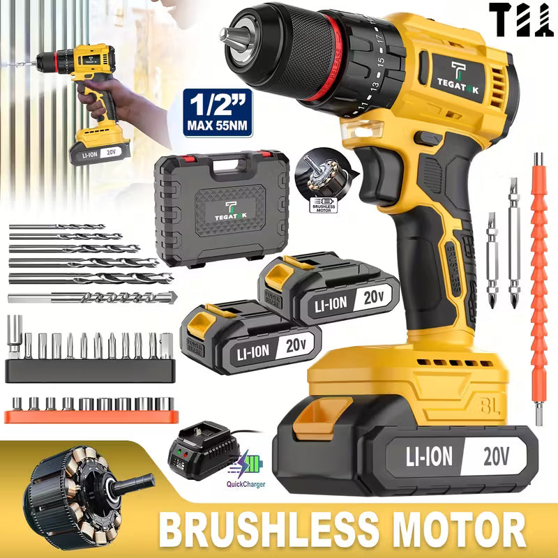 🔧 PowerForge 20V — Taladro inalámbrico y juego de herramientas de 148 piezas