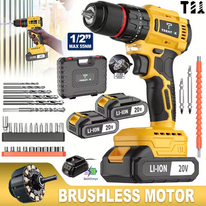 🔧 PowerForge 20V — Taladro inalámbrico y juego de herramientas de 148 piezas