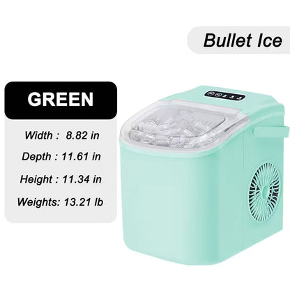 FrostFlow 26 — Máquina de hielo para encimera, 26 lbs/día, portátil con asa + cesta y pala
