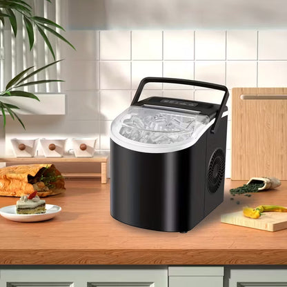 FrostFlow 26 — Máquina de hielo para encimera, 26 lbs/día, portátil con asa + cesta y pala