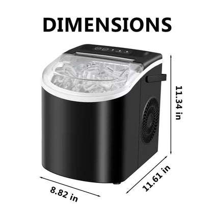 FrostFlow 26 — Máquina de hielo para encimera, 26 lbs/día, portátil con asa + cesta y pala