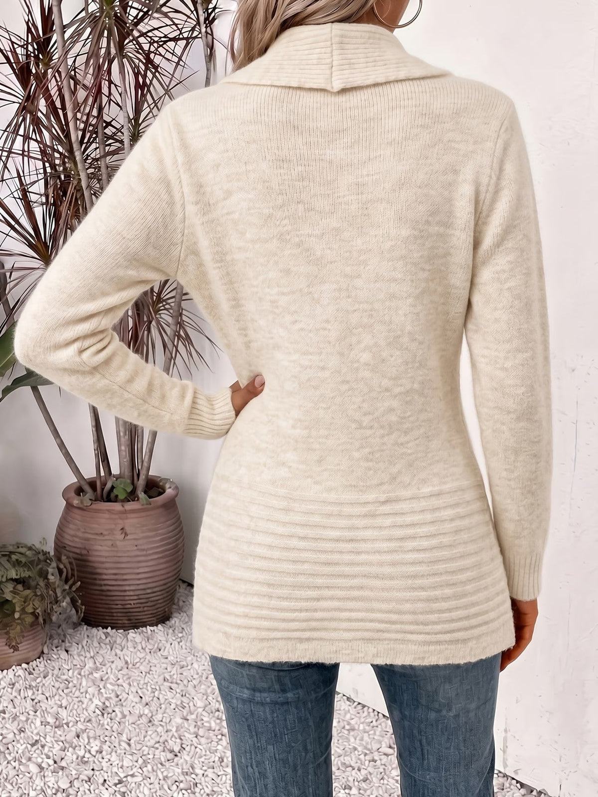 Valentina | Chaqueta de Punto Canalé con Botones Laterales