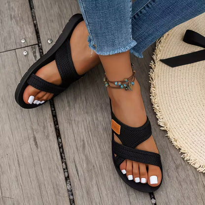 Sandalias Rossie Slide — Sandalias planas de verano para mujer, de malla transpirable con tiras cruzadas