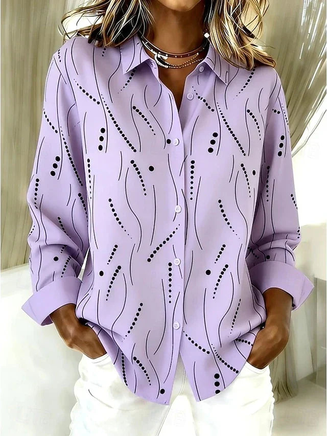 Raquel | Blusa Casual con Estampado Abstracto y Botones