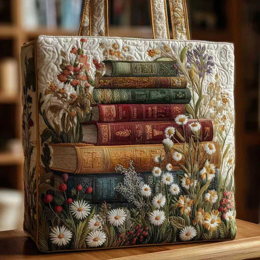 Hortensia | Bolso Tote Acolchado Libros y Margaritas