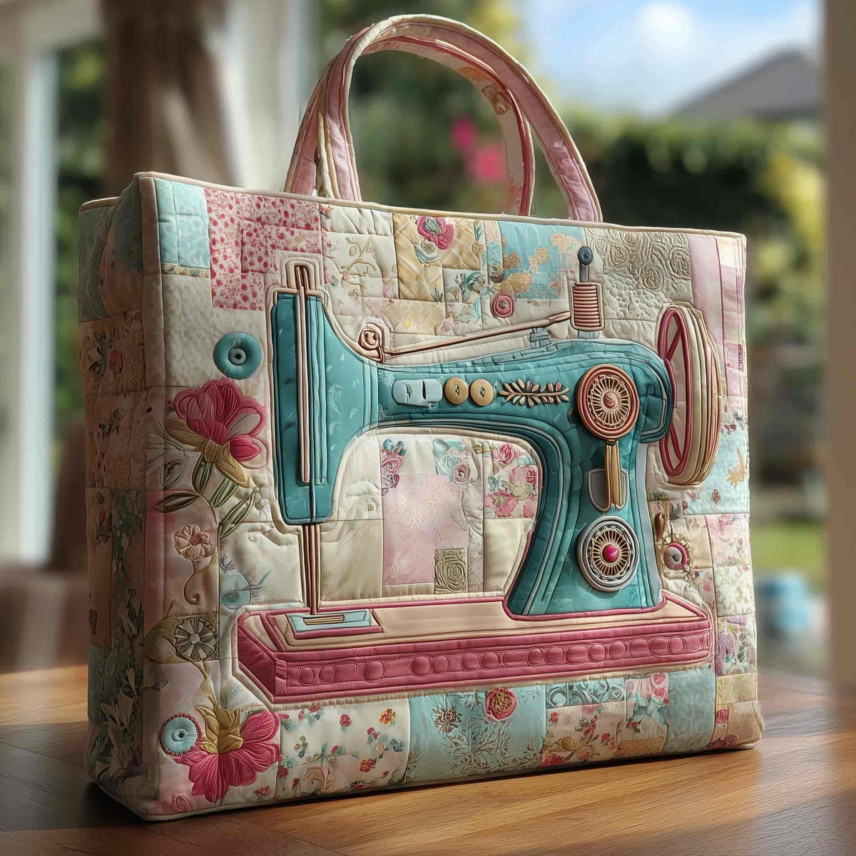Ebba | Bolso Tote Acolchado Máquina de Coser