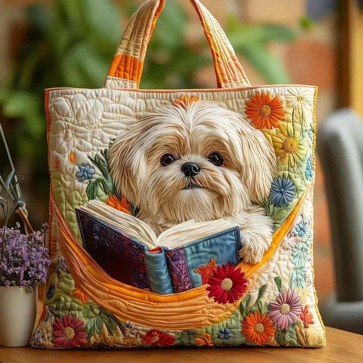 Melisent | Bolso Tote Acolchado Shih Tzu Lector