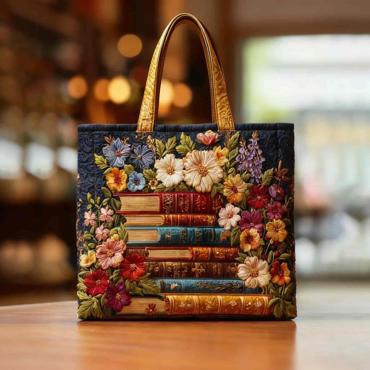 Grizelda | Bolso Tote Acolchado Libros en Flor