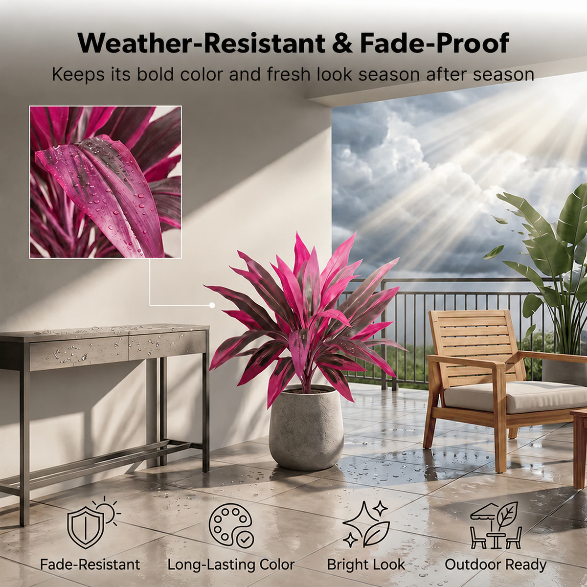Set de plantas de patio con colores tropicales