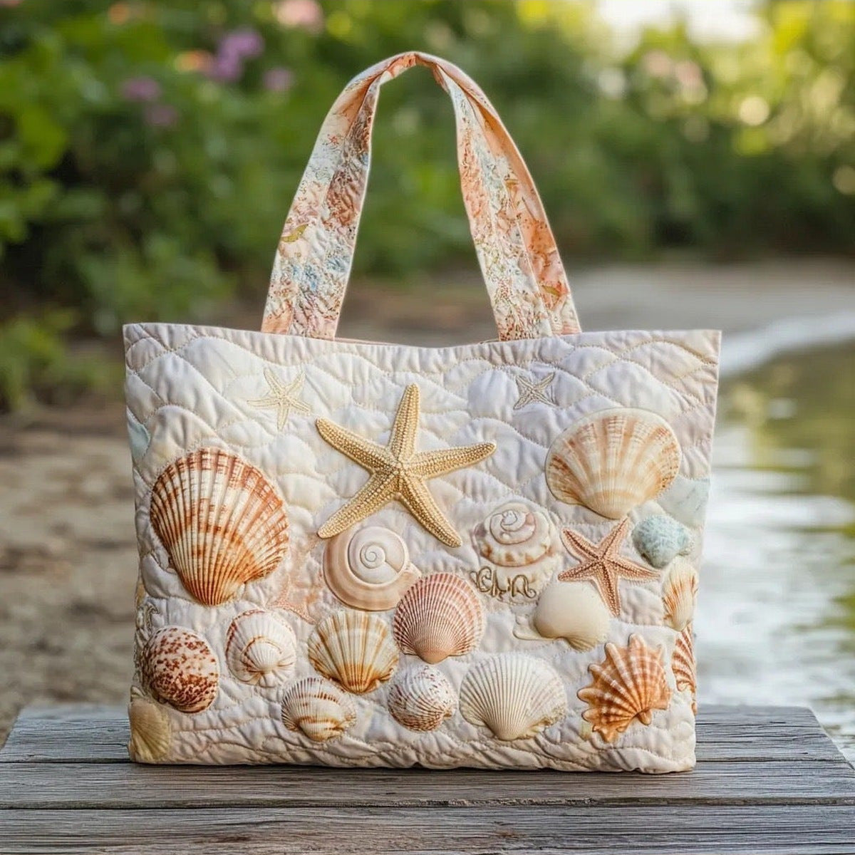 Jacquetta | Bolso Tote Acolchado Conchas y Estrellas de Mar