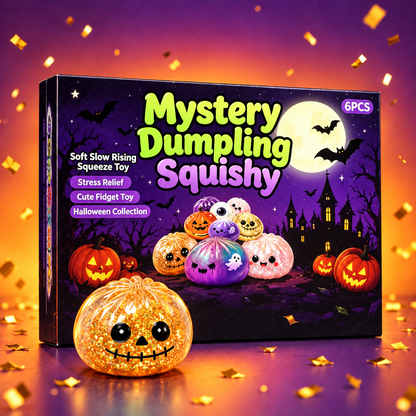 Juguetes antiestrés de dumplings de Halloween, 12 piezas con vaporera de almacenamiento
