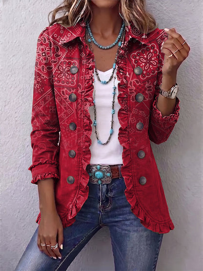 Clotilda | Chaqueta de Cachemira Degradada con Volantes