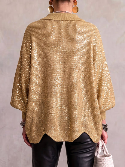 Victoria | Cárdigan Oversize con Cuello y Botones Dorados