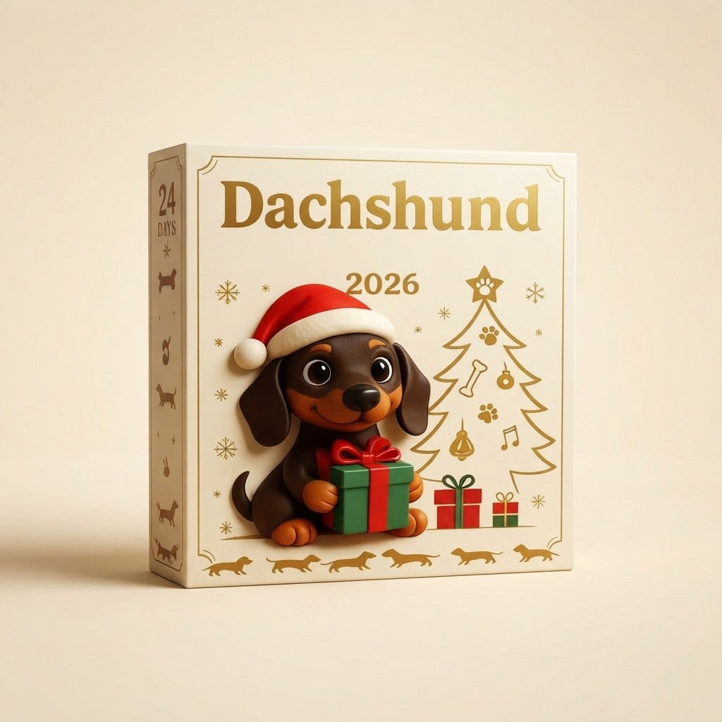 Calendario de Adviento navideño de perros salchicha