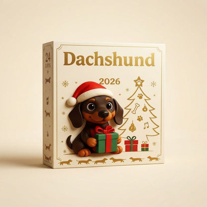 Calendario de Adviento navideño de perros salchicha