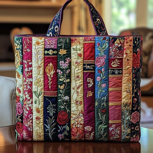 Petronilla | Bolso Tote Acolchado Libros y Flores en Burdeos