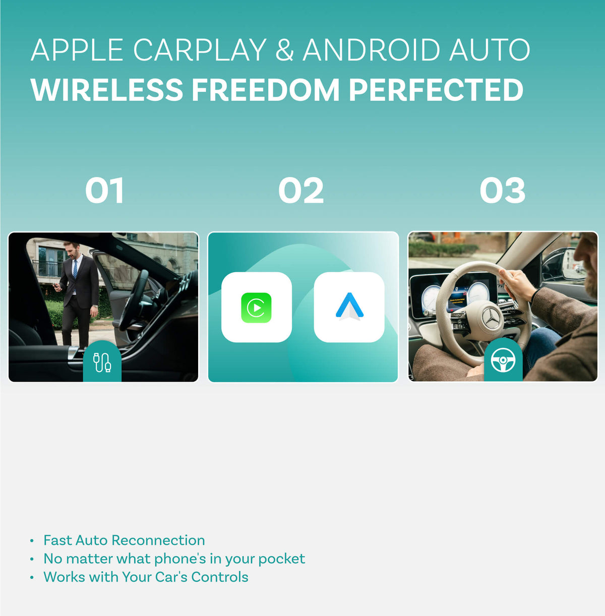 Play2Video Ultra 7” — Wireless Apple CarPlay & Android Auto Adapter with Built-in Touchscreen & Streaming Apps