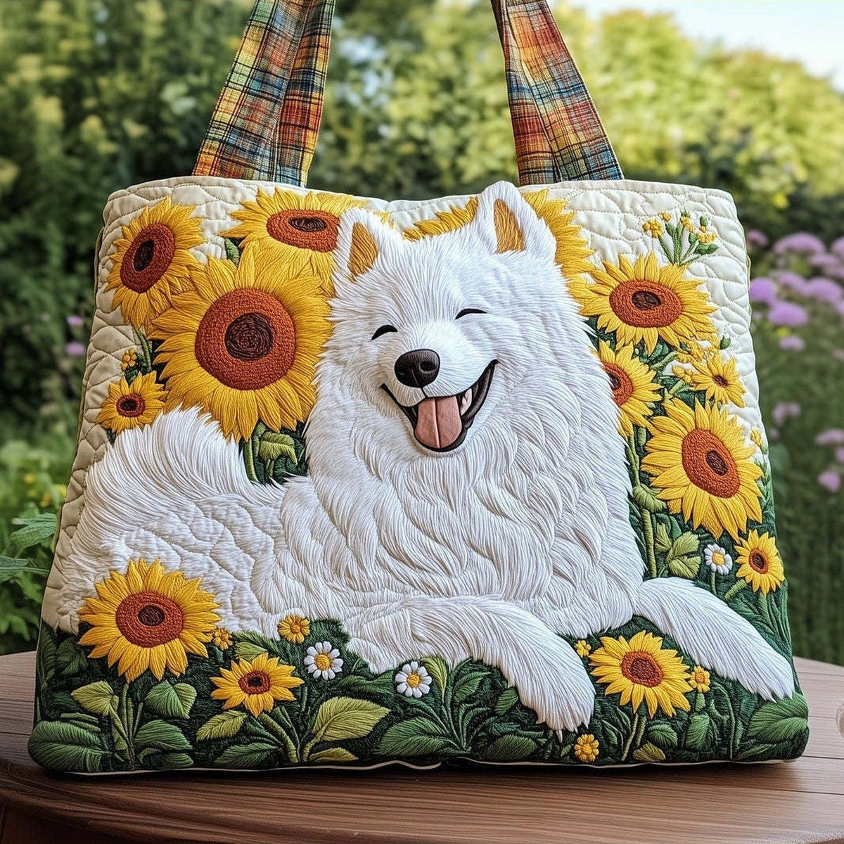 Sidwell | Bolso Tote Acolchado Samoyedo y Girasoles