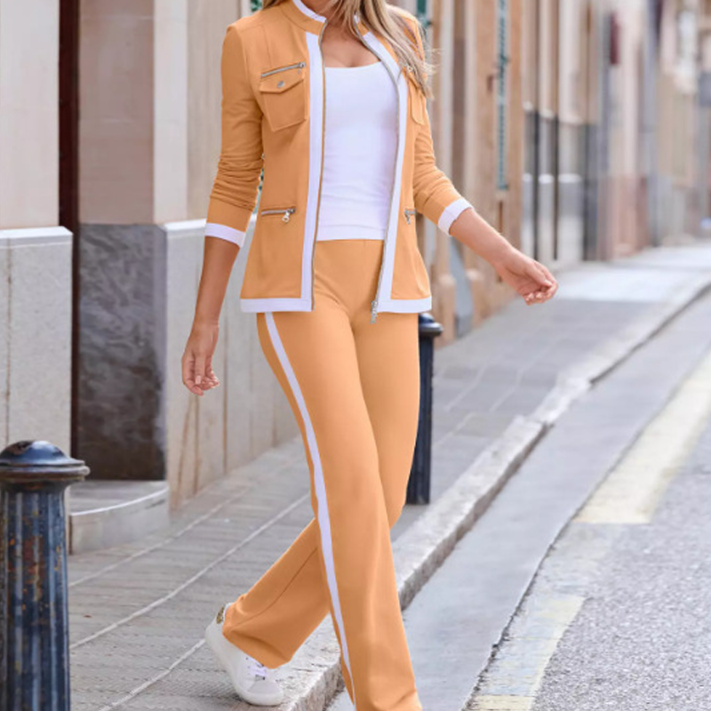 Conjunto deportivo bicolor de dos piezas para mujer