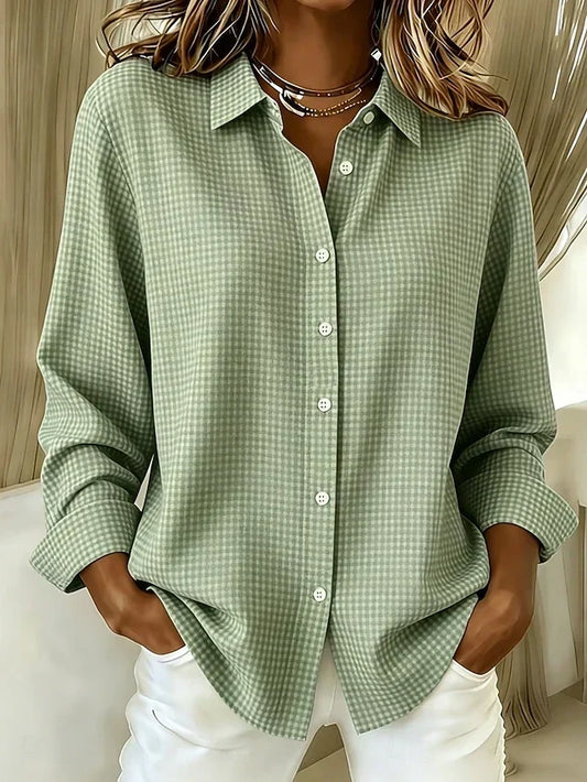 Lorena | Blusa Relajada de Cuadros Vichy con Botones