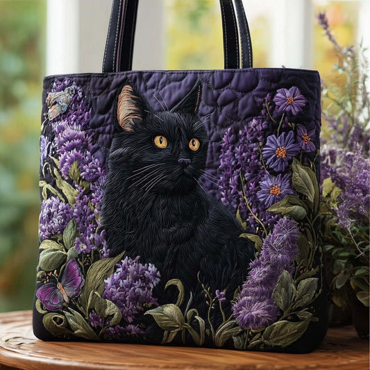 Vashti | Bolso Tote Acolchado Gato Negro y Lilas