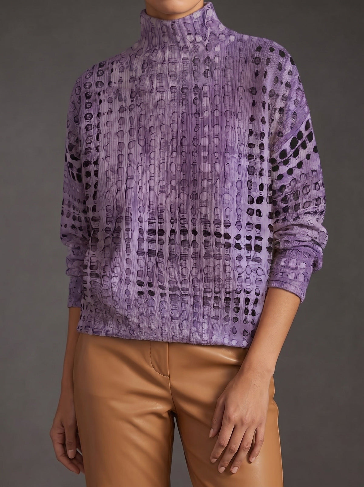 Isolda | Jersey de Cuello Alto Celosía Lavanda
